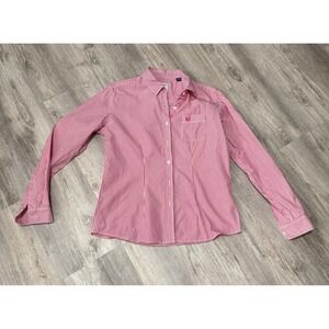 Panhandle Rough‎ Stock Women's Red Striped Button Down Shirt Medium
